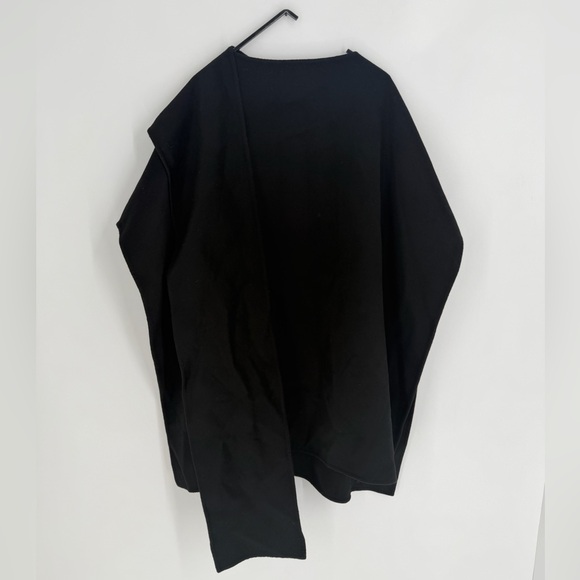 Cos Double Faced Merino Wool Blend Oversized Scarf Cape In Black - Picture 3 of 6
